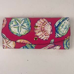 Simply Southern Pink Seashell Wallet Gold Interior Starfish Large Card Holder